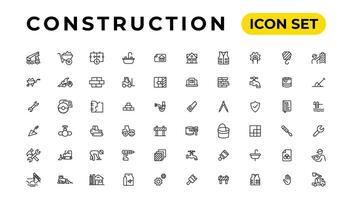 Build and construction thin line icons vector