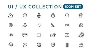 mega conjunto de ui ux icono colocar, usuario interfaz conjunto de iconos colección.conjunto de Delgado línea web icono colocar, sencillo contorno íconos recopilación, píxel Perfecto iconos, sencillo vector ilustración.