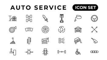 Auto service and car garage Set of thin line web icon set, simple outline icons collection, Pixel Perfect icons, Simple vector illustration.