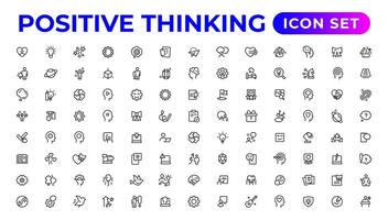 Positive thinking line icons collection.Thin outline icons pack. vector