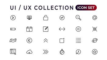 mega conjunto de ui ux icono colocar, usuario interfaz conjunto de iconos colección.conjunto de Delgado línea web icono colocar, sencillo contorno íconos recopilación, píxel Perfecto iconos, sencillo vector ilustración.