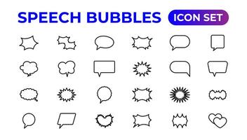 Speech bubbles icon set.Thin outline icons pack. vector