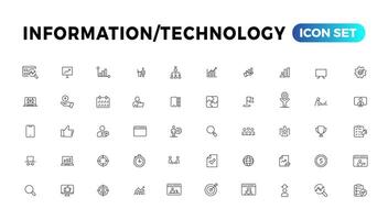 información tecnología contorno icono diseño. vector