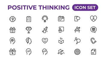 Positive thinking line icons collection.Thin outline icons pack. vector