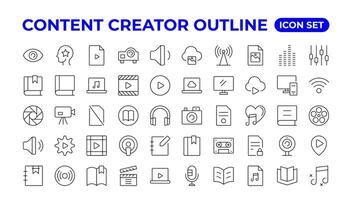 content creator icons set.Outline icon set. vector