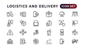 Logistics and delivery linear icons collection.Set of thin line web icon set, simple outline icons collection, Pixel Perfect icons, Simple vector illustration.