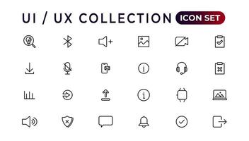 mega conjunto de ui ux icono colocar, usuario interfaz conjunto de iconos colección.conjunto de Delgado línea web icono colocar, sencillo contorno íconos recopilación, píxel Perfecto iconos, sencillo vector ilustración.