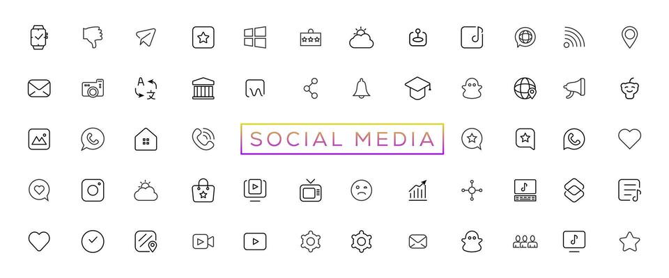 Social media logotype set. Facebook instagram twitter youtube snapchat whatsap pinterest linkedin vimeo tiktok periscope behance reddit logo set. Social network icons vector