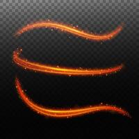 Abstract Fire Wavy Light Sets with A Background, Isolated and Easy to Edit, Vector Illustration