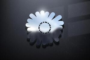 Flower 3D Logo Design, Shiny Mockup Logo with Textured Wall. Realistic Vector, Vector Illustration