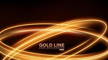 Gold Twist of Light on Dark Background, Vector Illustration