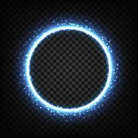 Blue Glowing Circle With Hole, Elegant Illuminated Light Ring Or Eclipse. Vector Illustration