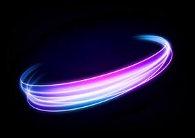 Abstract Multicolor Ring Line of Light, Isolated on Dark Background, Vector Illustration