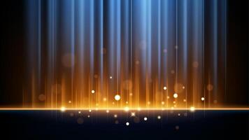 Abstract Blue and Orange Light Rays Effect with Sparks, Vector Illustration