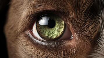 AI generated High-resolution close-up photograph capturing the detailed texture of a dogs eye photo