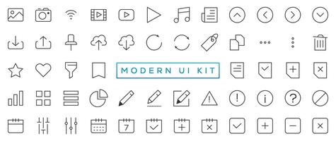 Modern UI Kit - Shopping and ecommerce icons set. Set of shopping bag, buy cart, delivery, payment, contact us, map location, user, arrows, online assistant and other ui elements and icons vector