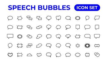 Speech bubbles icon set.Thin outline icons pack. vector