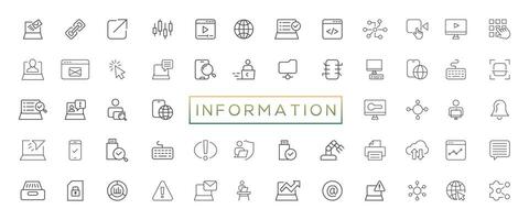 Information technology line icons collection. Big UI icon set in a flat design. Thin outline icons pack vector