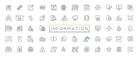 Information technology line icons collection. Big UI icon set in a flat design. Thin outline icons pack vector