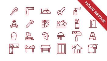 Outline web icons set - construction, home repair tools. Thin line web icons collection. Simple vector illustration