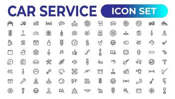 Car service icon set with editable stroke and white background. Auto service, car repair icon set. Car service and garage. vector