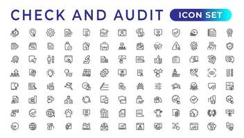 Check and audit line icons collection. Set of thin line web icon set, simple outline icons collection, Pixel Perfect icons, Simple vector illustration.