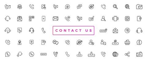 Contact Us web icons in line style. Web and mobile icon. Chat, support, message, phone. Vector illustration