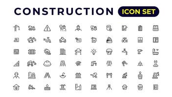 Build and construction thin line icons vector