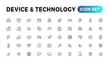 Device and Information technology line icons collection. Big UI icon set in a flat design. Thin outline icons pack vector