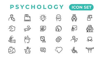 Psychology and mental line icons collection.Set of thin line web icon set, simple outline icons collection, Pixel Perfect icons, Simple vector illustration.