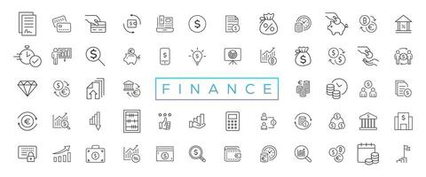 Vector business and finance editable stroke line icon set with money, bank, check, law, auction, exchance, payment, wallet, deposit, piggy, calculator, web and more isolated outline thin symbol