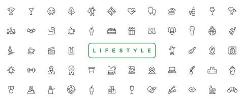 Lifestyle and Entertainment icons. Thin line icons collection vector