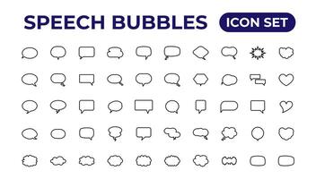 Speech bubbles icon set.Thin outline icons pack. vector