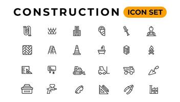 Build and construction thin line icons vector