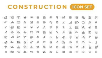 Build and construction thin line icons vector