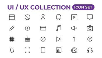 Ui ux icon set, user interface iconset collection. vector