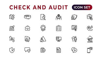 Check and audit line icons collection. Set of thin line web icon set, simple outline icons collection, Pixel Perfect icons, Simple vector illustration.