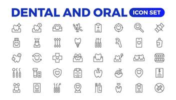 Set of dentist Icons. Simple line art style icons pack. Vector illustration. Dental elements stroke pictogram and minimal thin web icon set. Outline collection. illustration