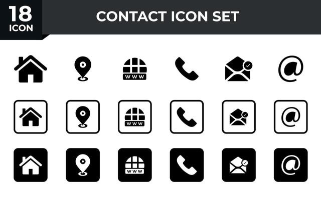 Web icon set. Business card contact information icon. Contact us icon set