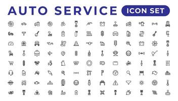 Auto service and car garage Set of thin line web icon set, simple outline icons collection, Pixel Perfect icons, Simple vector illustration.