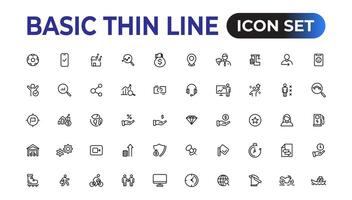 Basic thin line icon for office and web. outline icon set collection. vector