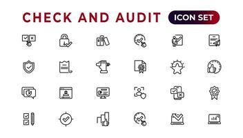 Check and audit line icons collection. Set of thin line web icon set, simple outline icons collection, Pixel Perfect icons, Simple vector illustration.