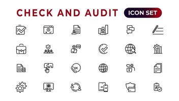 Check and audit line icons collection. Set of thin line web icon set, simple outline icons collection, Pixel Perfect icons, Simple vector illustration.