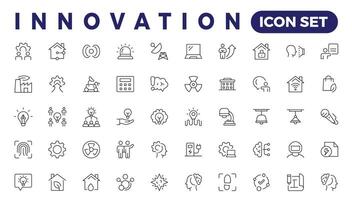 innovación línea íconos recopilación. tecnología, creativo, idea genial, educación iconos ui icono colocar. Delgado contorno íconos paquete vector