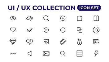 Ui ux icon set, user interface iconset collection. vector