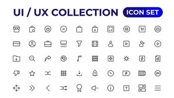 Ui ux icon set, user interface iconset collection. vector