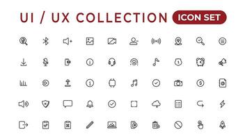 mega conjunto de ui ux icono colocar, usuario interfaz conjunto de iconos colección.conjunto de Delgado línea web icono colocar, sencillo contorno íconos recopilación, píxel Perfecto iconos, sencillo vector ilustración.