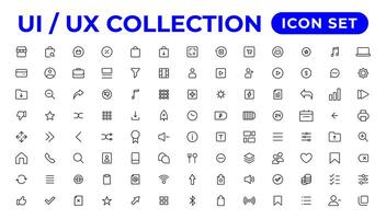 Ui ux icon set, user interface iconset collection. vector