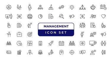 Business or management icon set. Containing manager, teamwork, strategy, marketing, business, planning, training, employee icons. Solid icons vector collection.