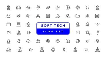 Information technology line icons collection. Big UI icon set in a flat design vector